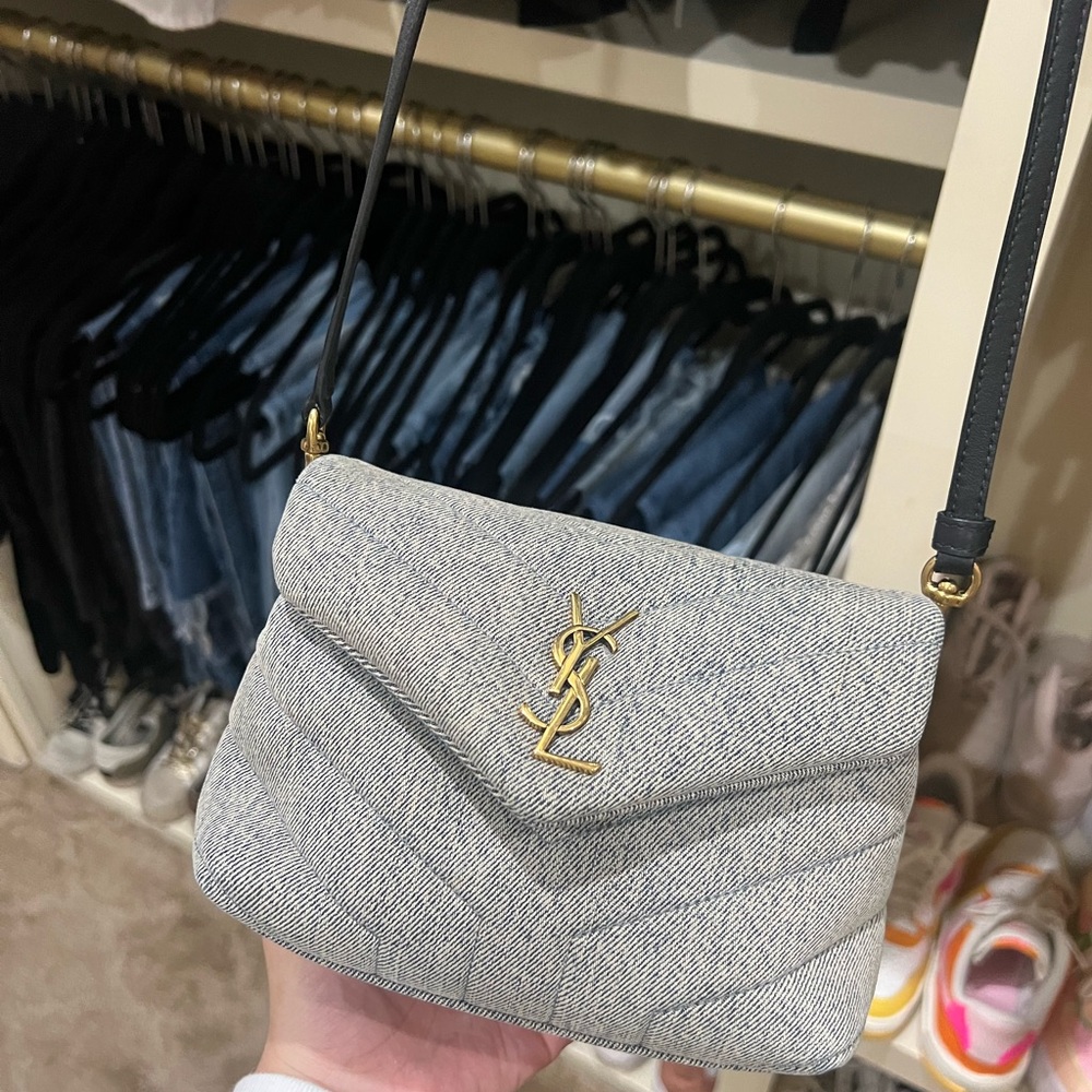 Loulou Toy YSL Denim Shoulder Bag